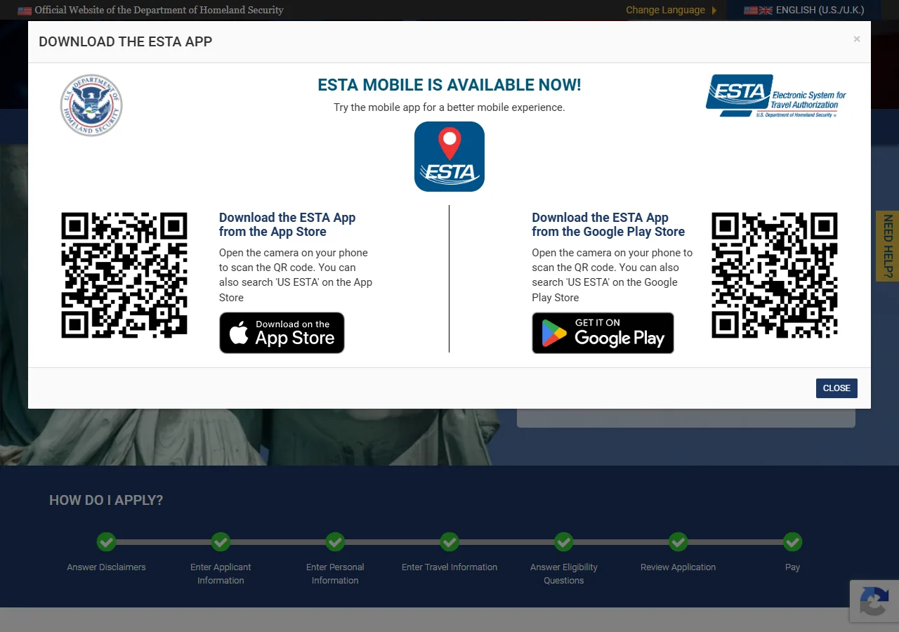 Capture du site officiel de carte d'entrée